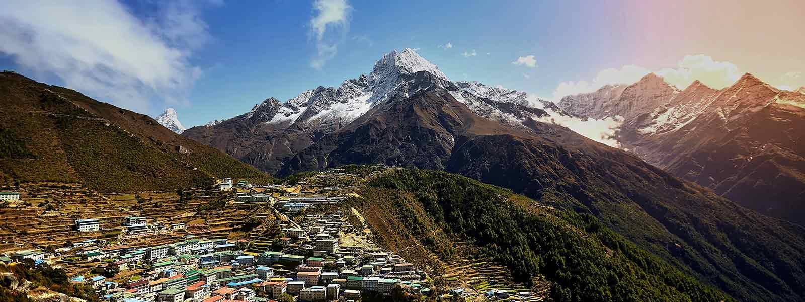 A picturesque mountain village in Nepal, perfect for trekking adventures.